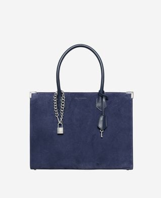 The Kooples WOMEN NAVY ming l tote bag in navy suede