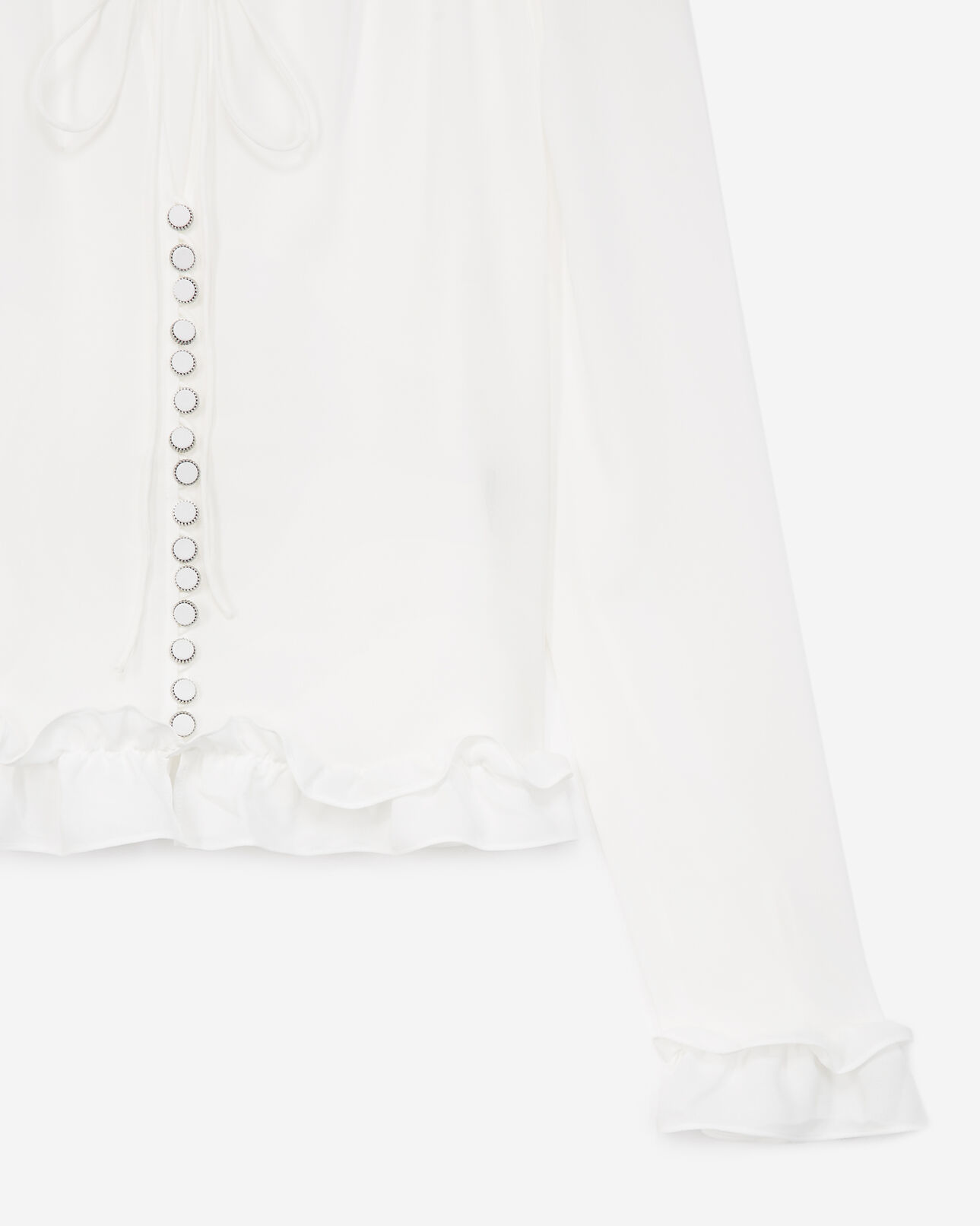 The Kooples DAMEN ECRU fließendes ecrufarbenes hemd mit volants