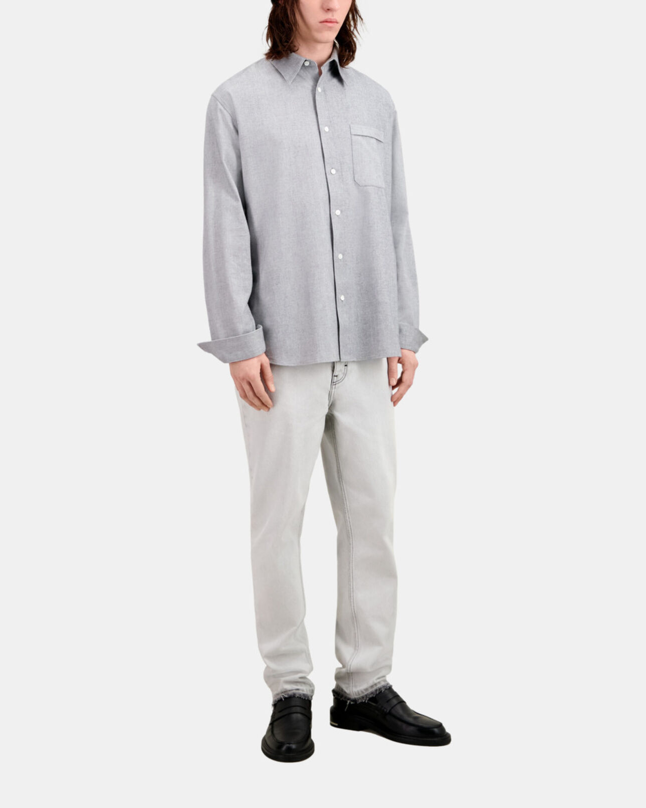 The Kooples HERREN GREY graues oxford-hemd