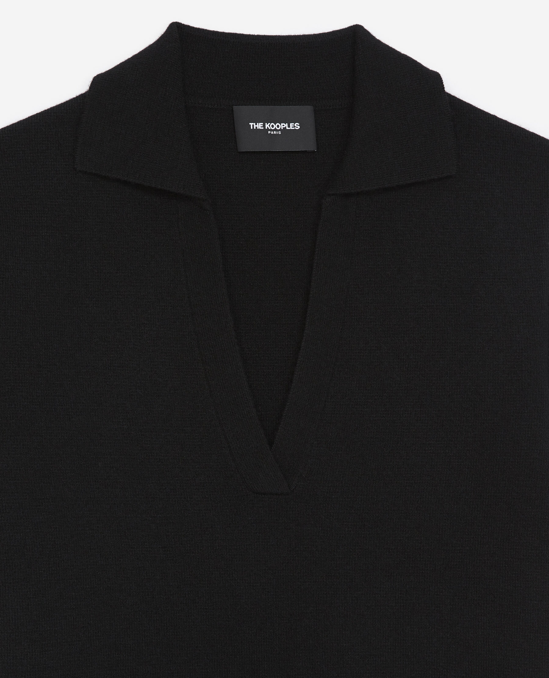 Straight black polo buttonless open collar The Kooples