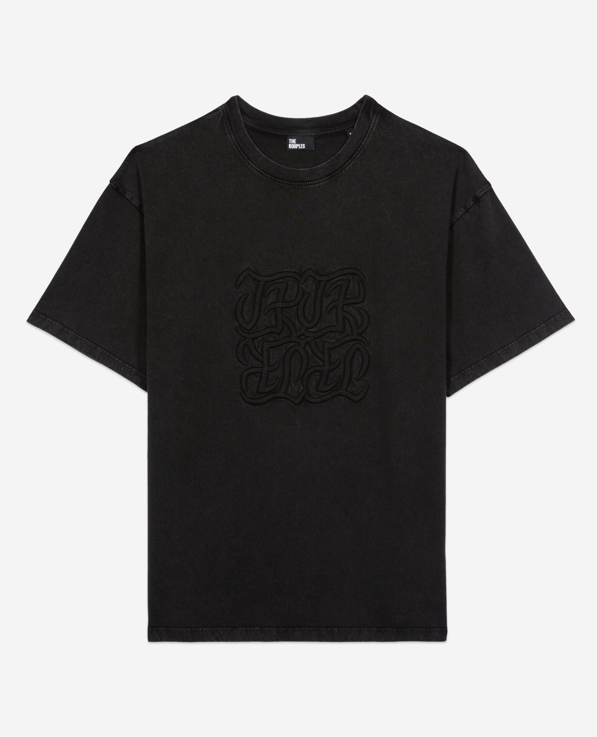 T-shirt noir avec broderie Logo, BLACK WASHED, hi-res image number null