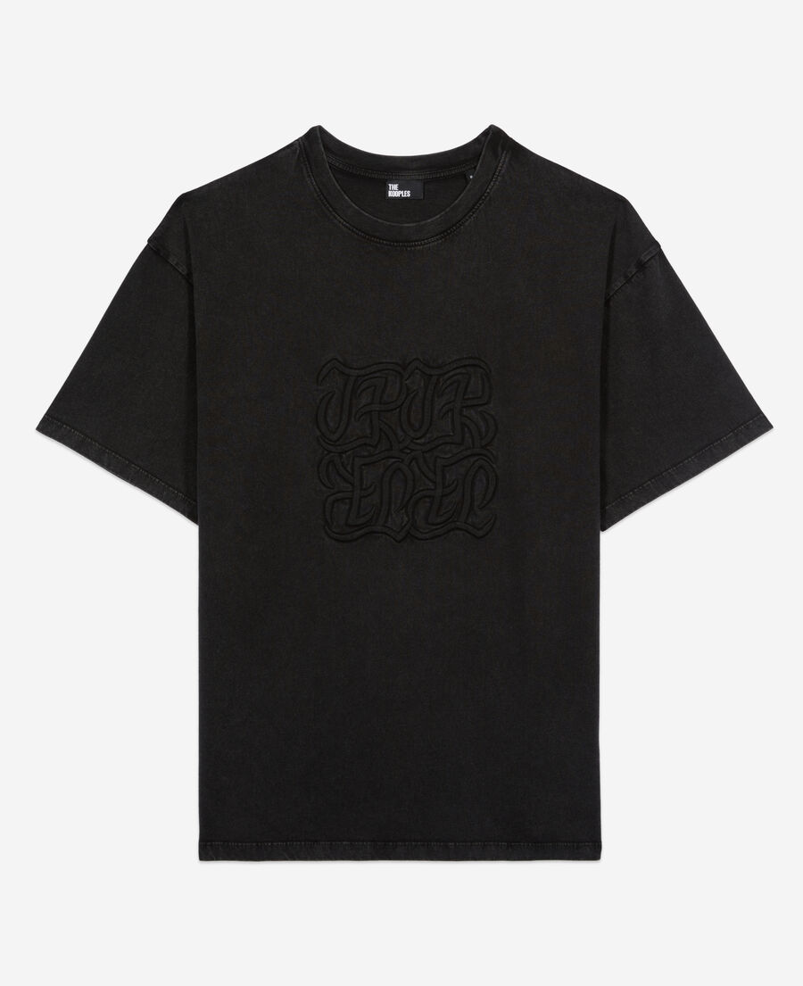 t-shirt noir avec broderie logo