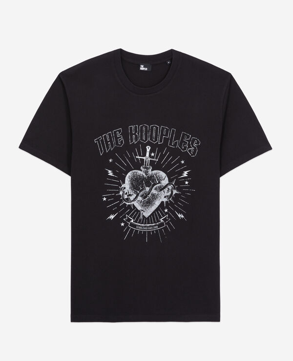 schwarzes t-shirt herren mit siebdruck