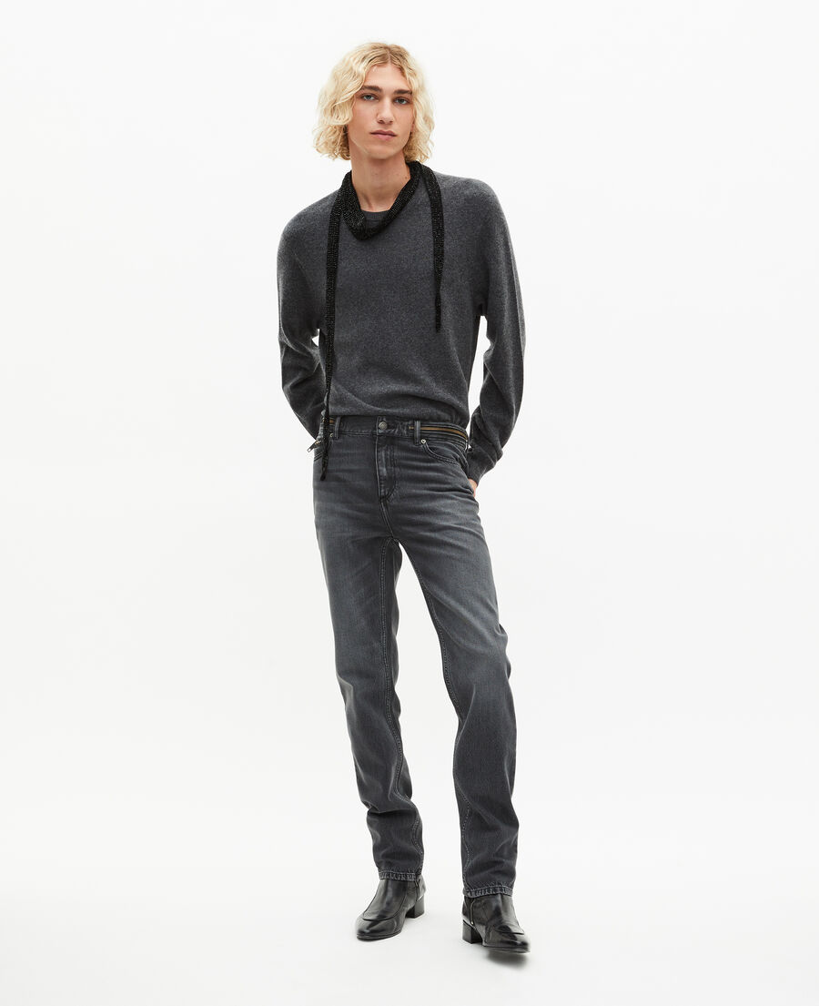 The Kooples HOMME BLACK WASHED jean slim noir délavé