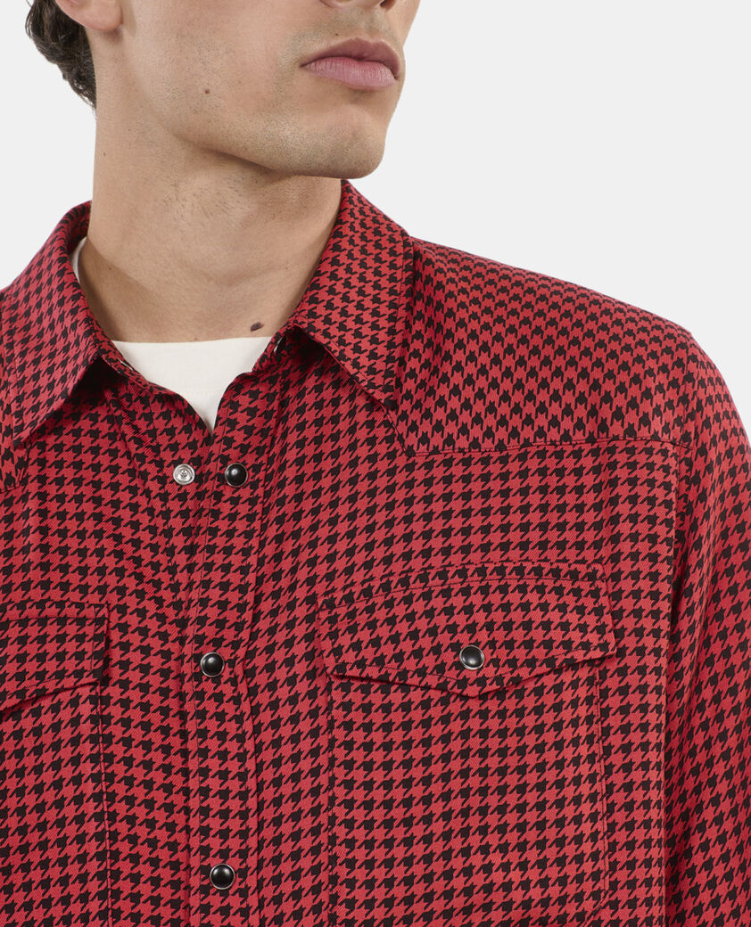 The Kooples MEN BLACK - RED black and red houndstooth shirt