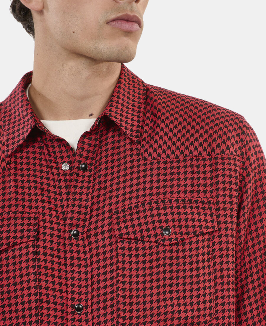 The Kooples HERREN BLACK - RED hemd mit schwarz-rotem hahnentrittmuster