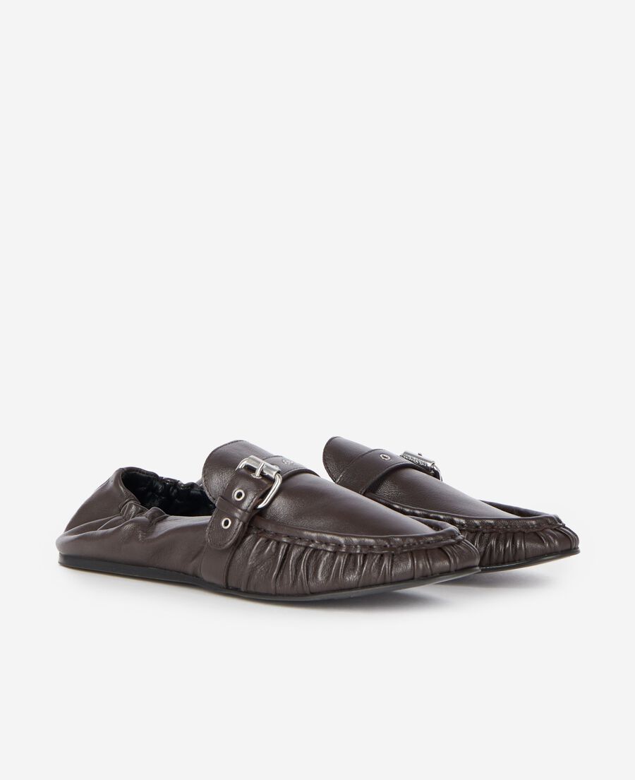 The Kooples F DARK BROWN brown leather loafers