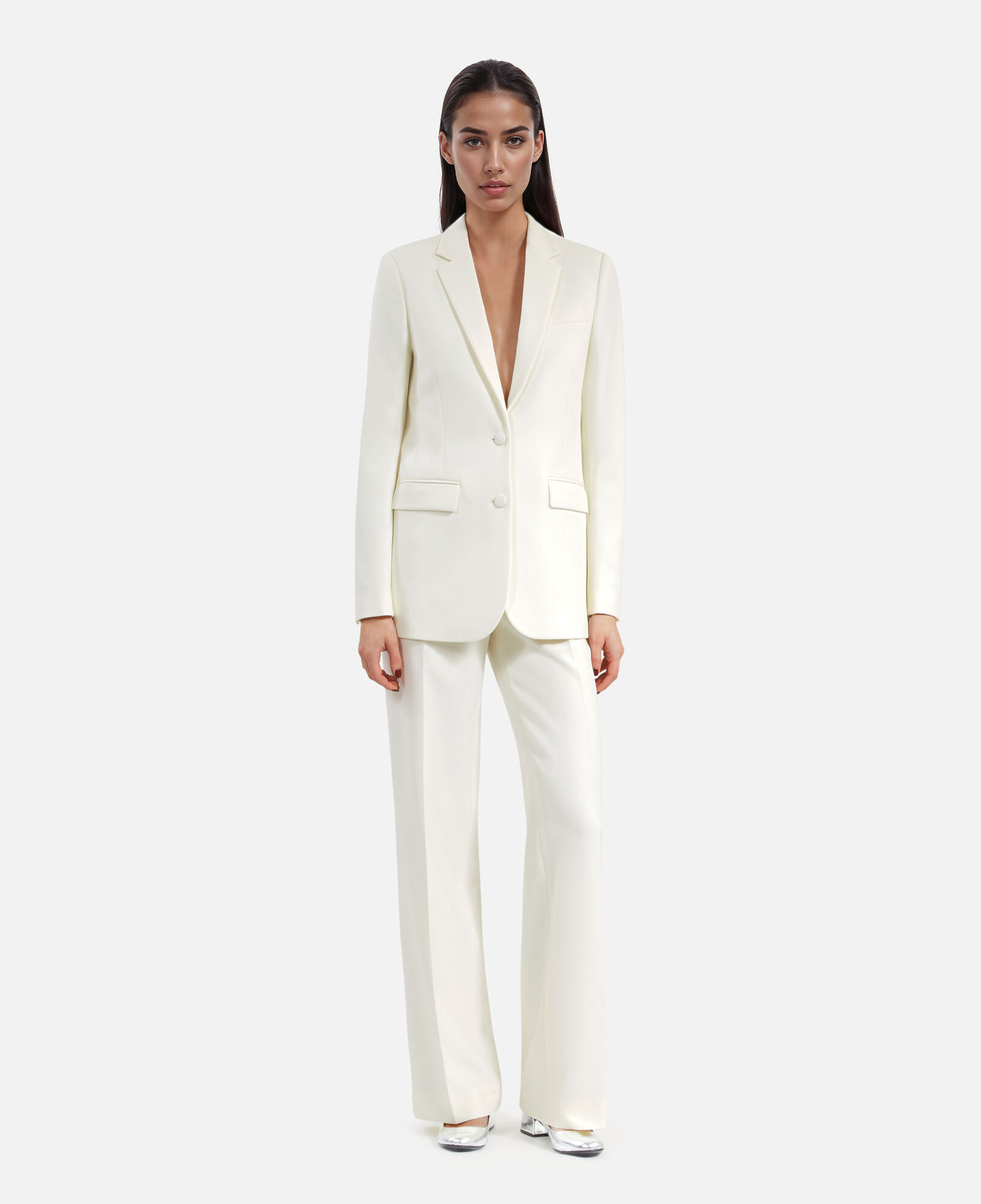 The Kooples WOMEN ECRU ecru crepe suit jacket straight cut