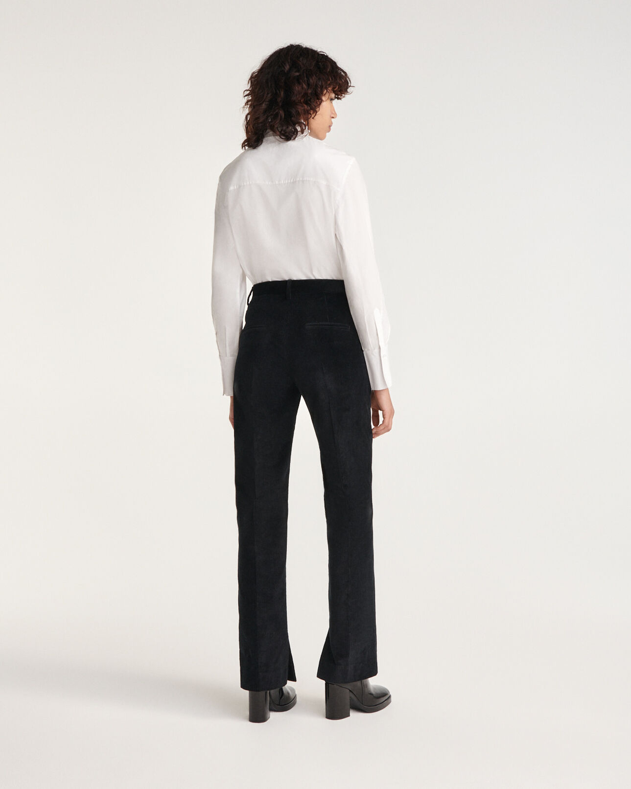 The Kooples WOMEN BLACK loose-fitting black velvet pants