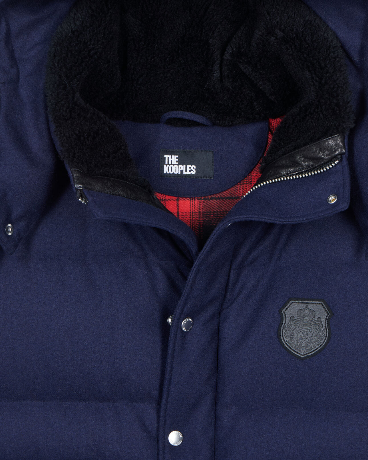 The Kooples MEN NAVY navy blue flannel down jacket
