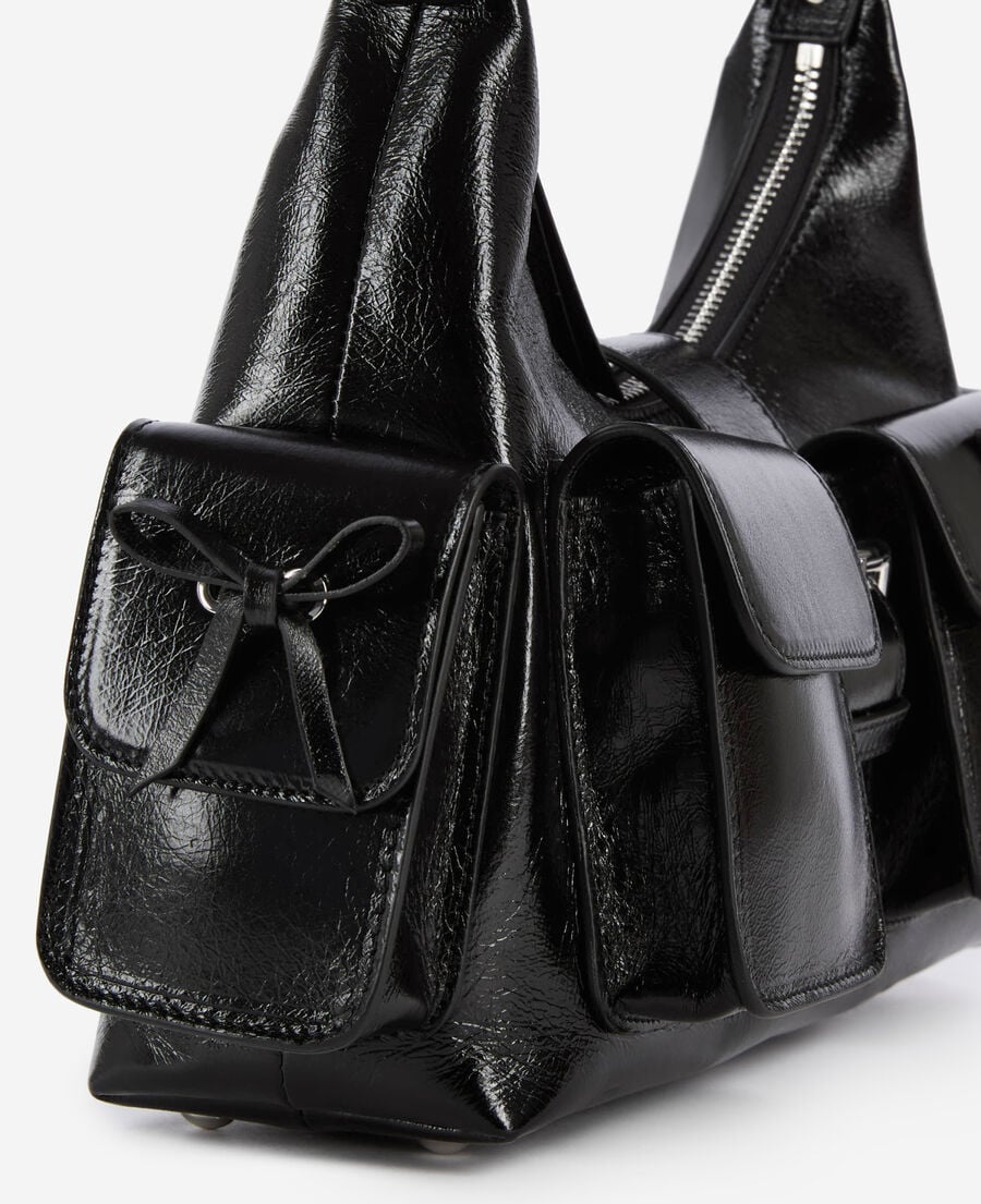 The Kooples DAMEN BLACK schwarze amelia tasche aus leder mit vintage-behandlung
