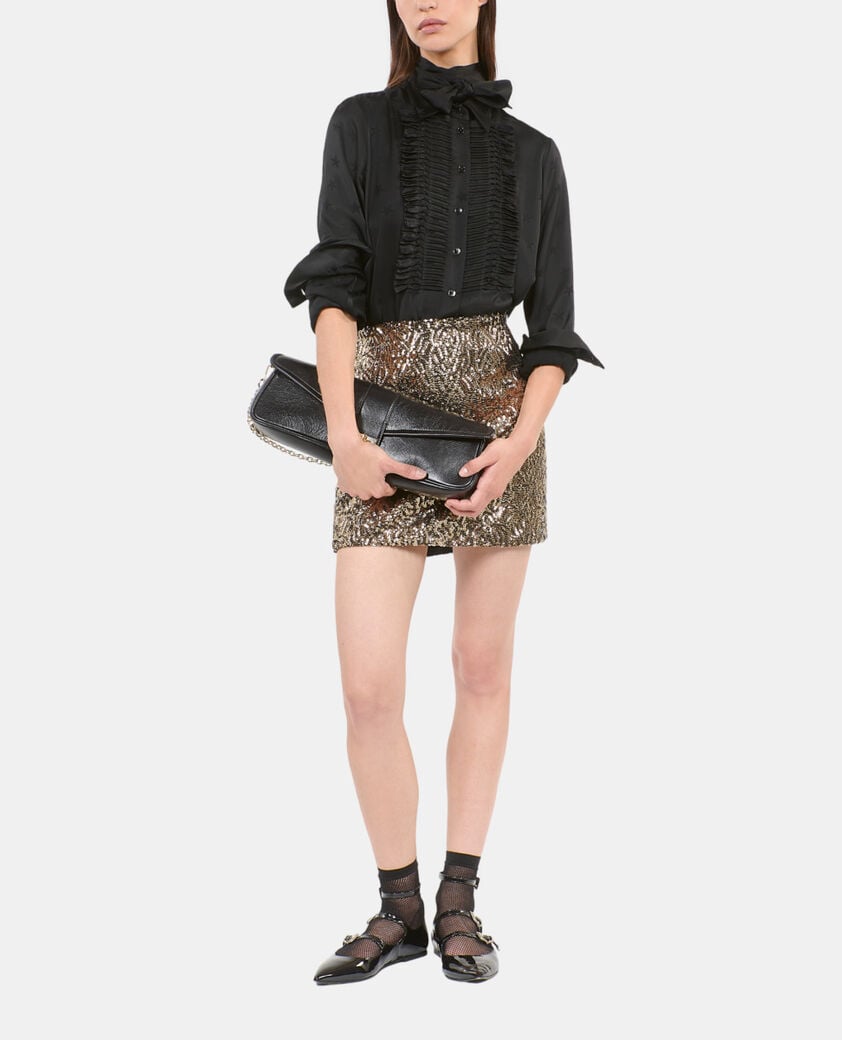 The Kooples DAMEN BLACK schwarzes jacquard-hemd