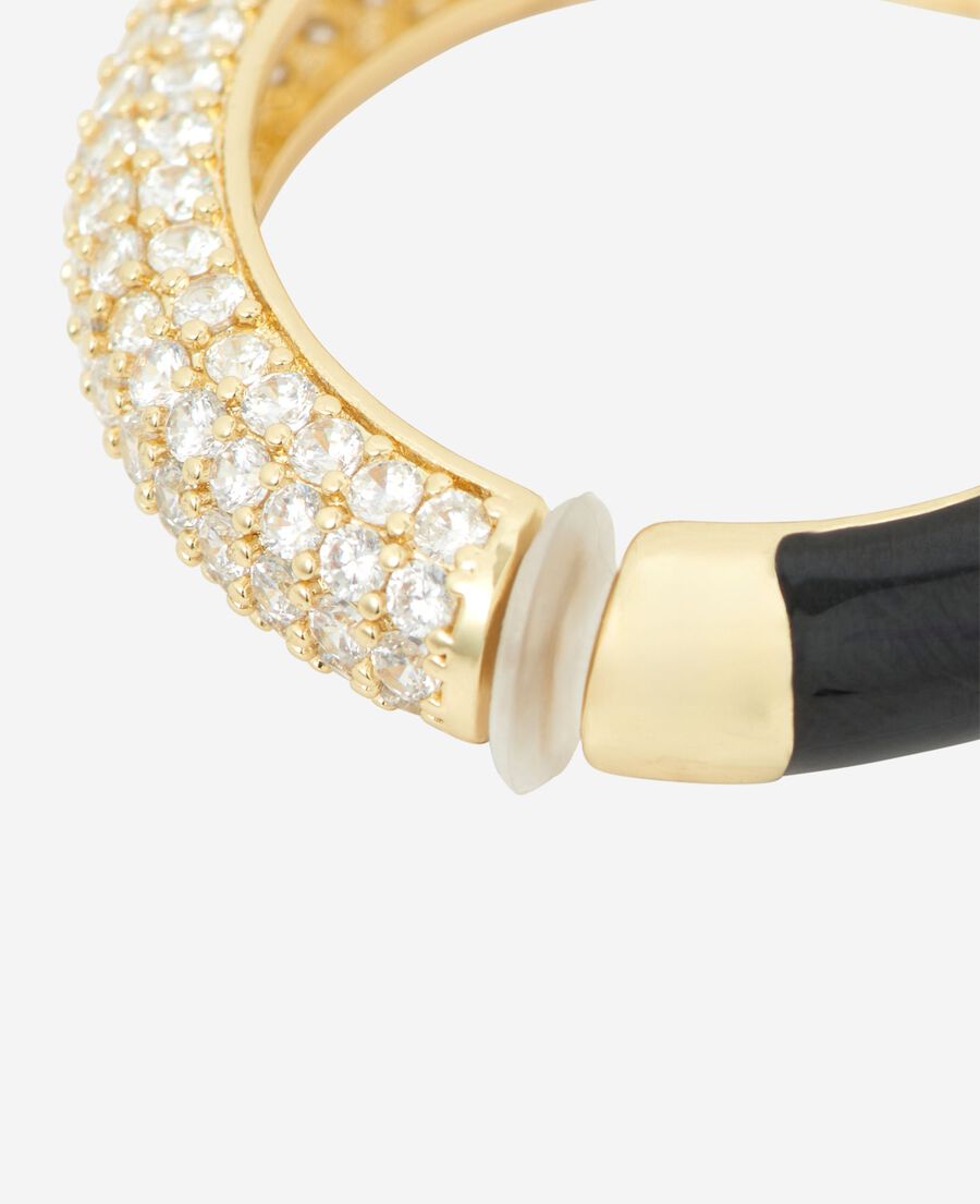 The Kooples F GOLD ear cuff with gold and black rhinestones