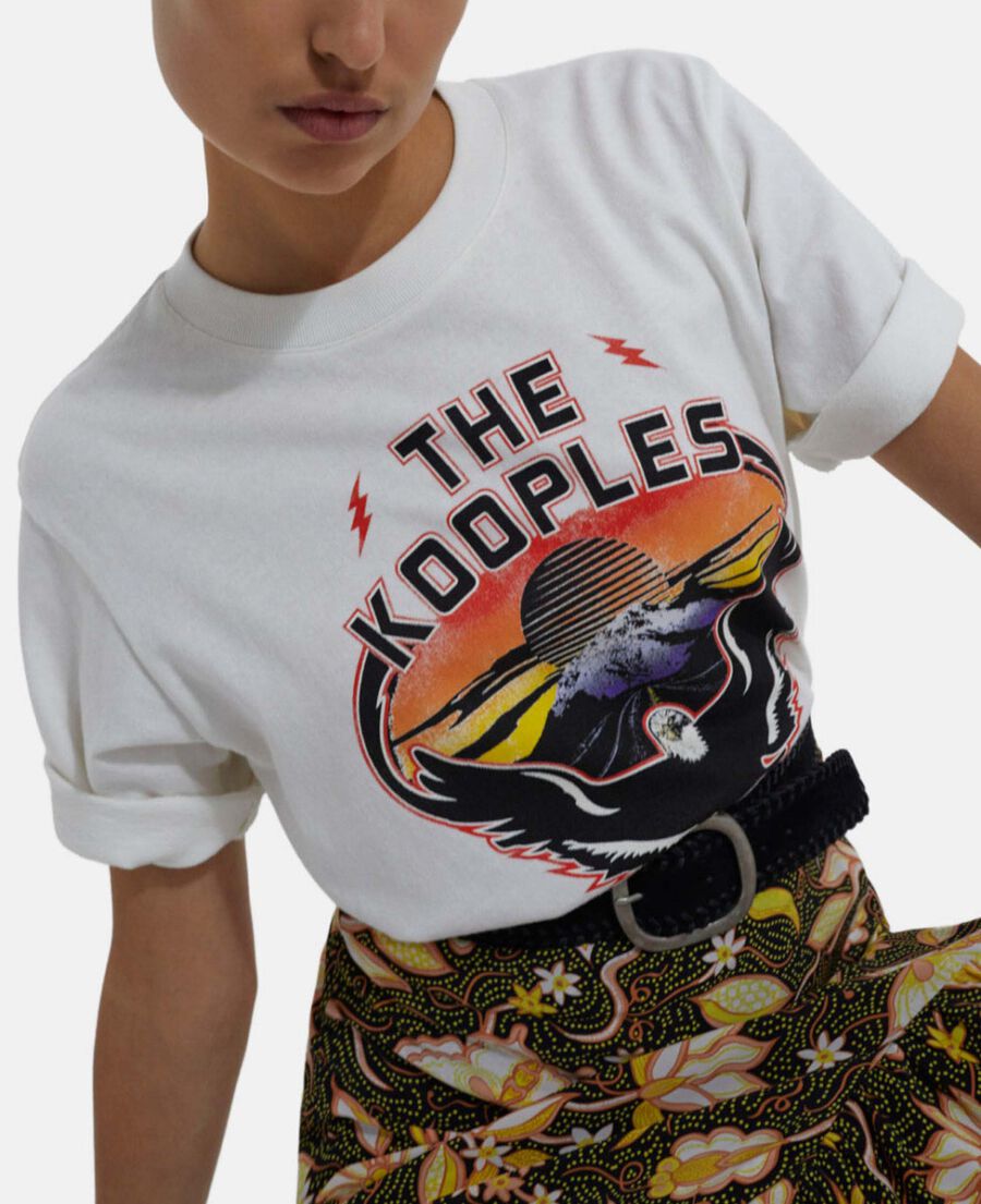ecru short-sleeve t-shirt with eagle print