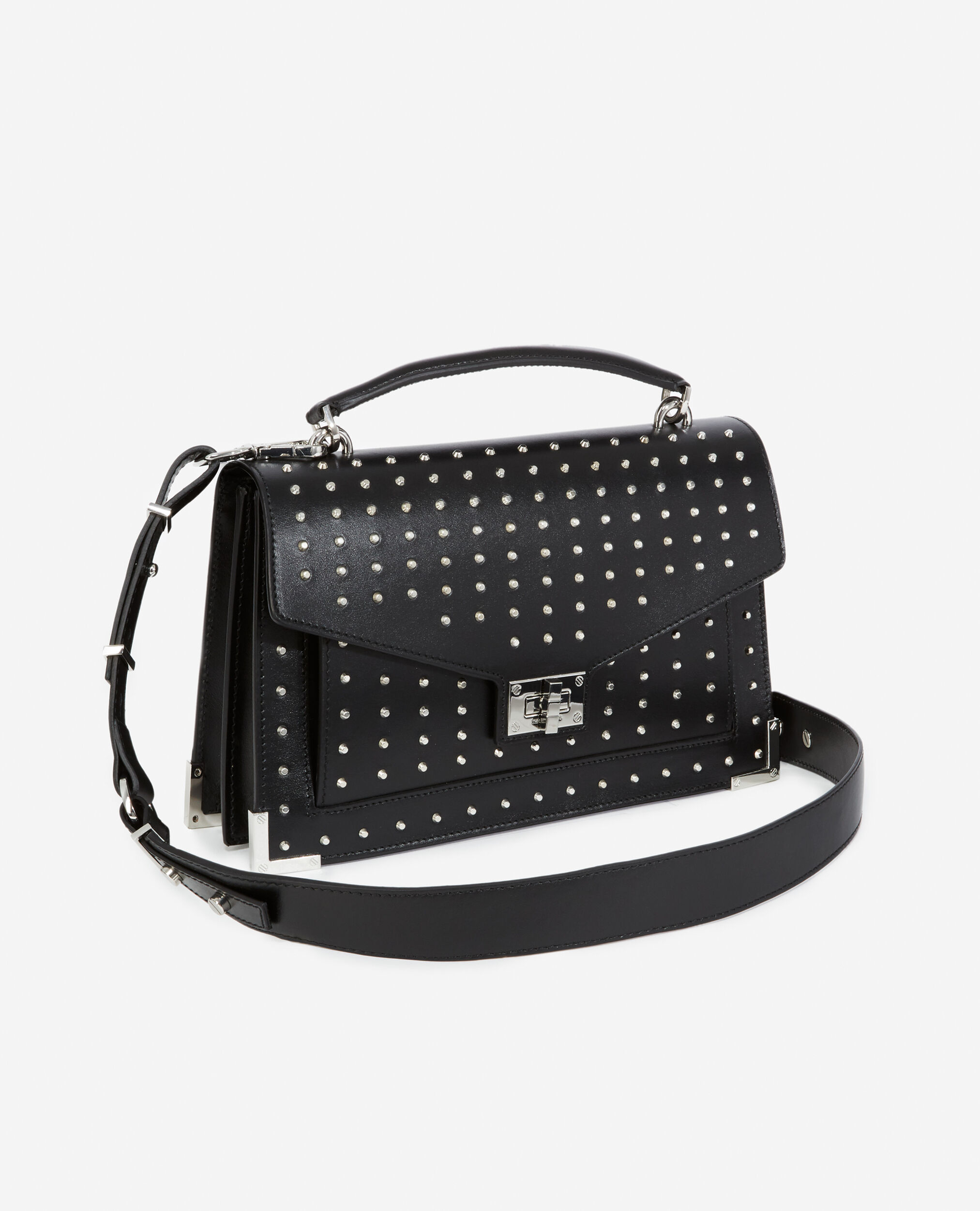 Studded Medium Emily bag in smooth leather, BLACK / SILVER, hi-res image number null
