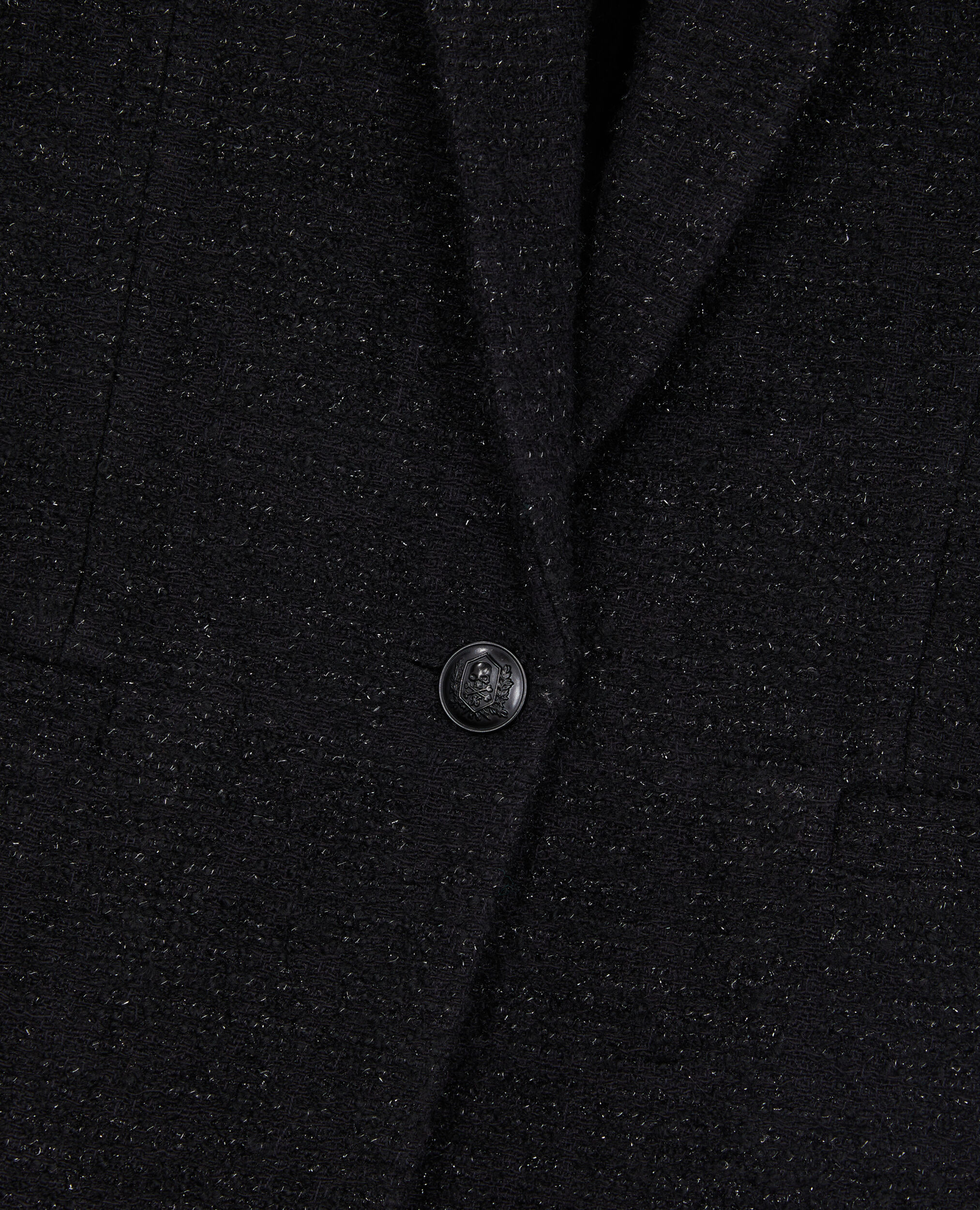 Black tweed blazer with silver details, BLACK, hi-res image number null