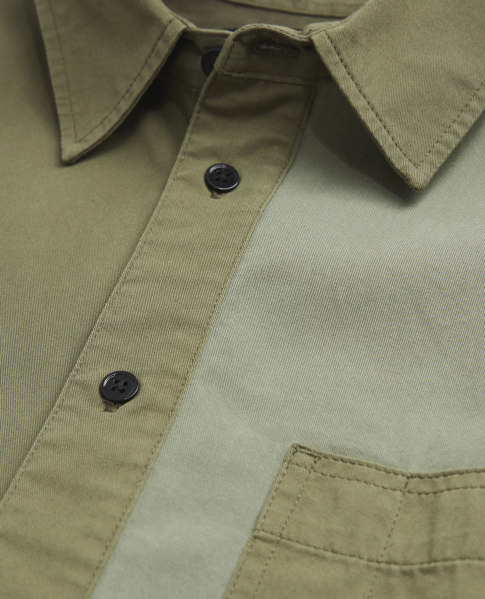 Khaki classic collar patchwork denim shirt, OLIVE NIGHT, hi-res image number null
