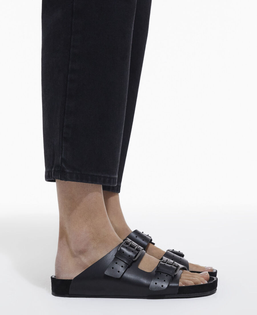 sandales en cuir noir