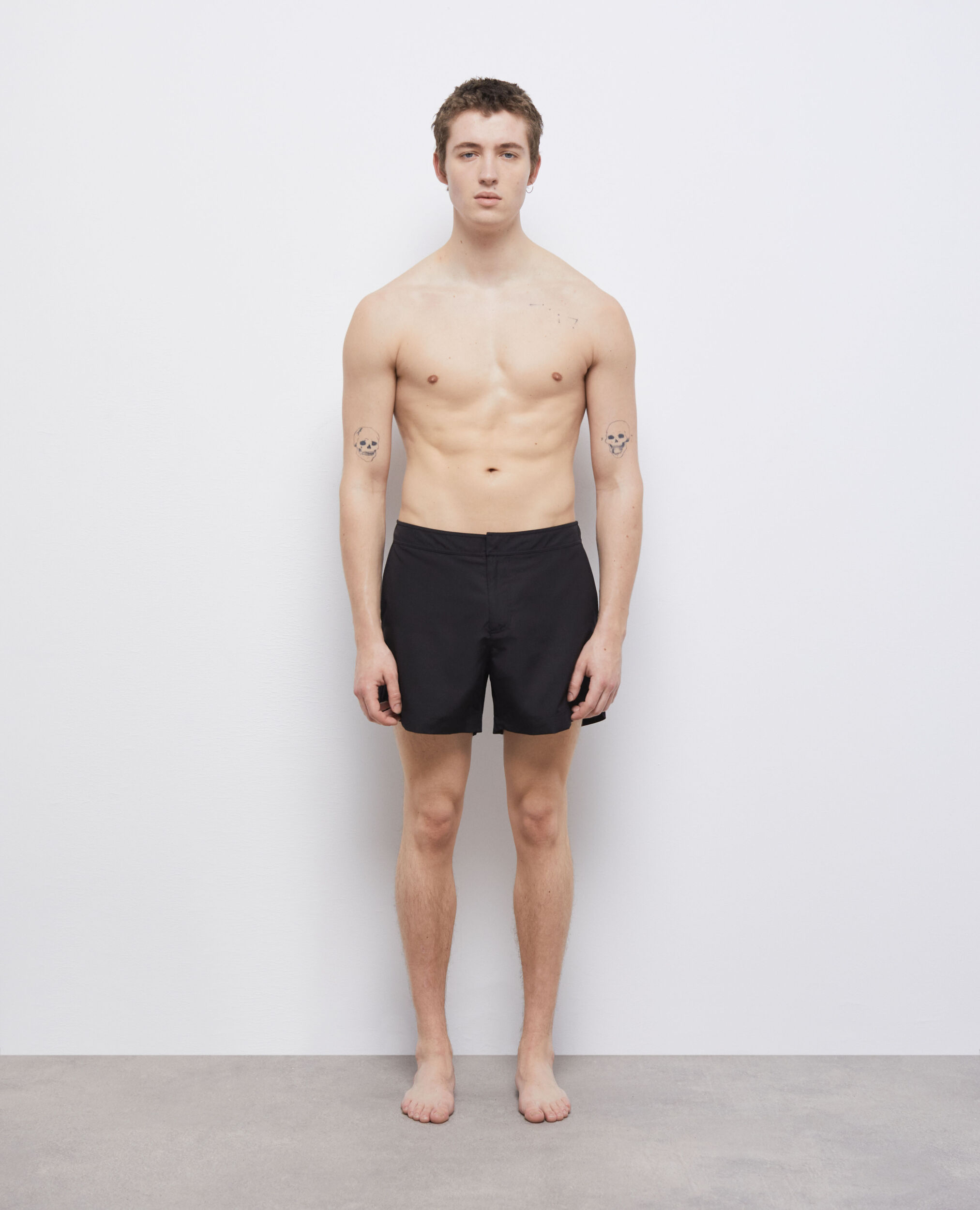 Schwarze Badeshorts mit Logo, BLACK, hi-res image number null