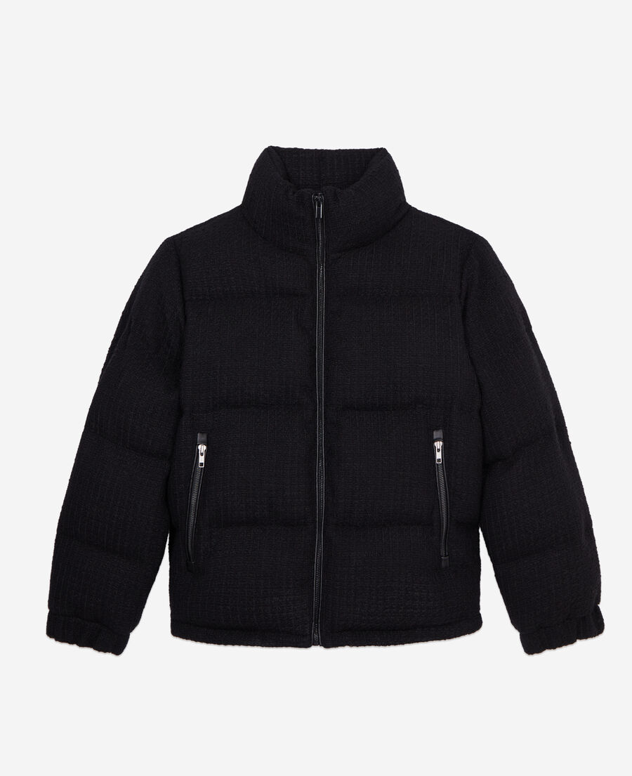 black tweed puffer jacket