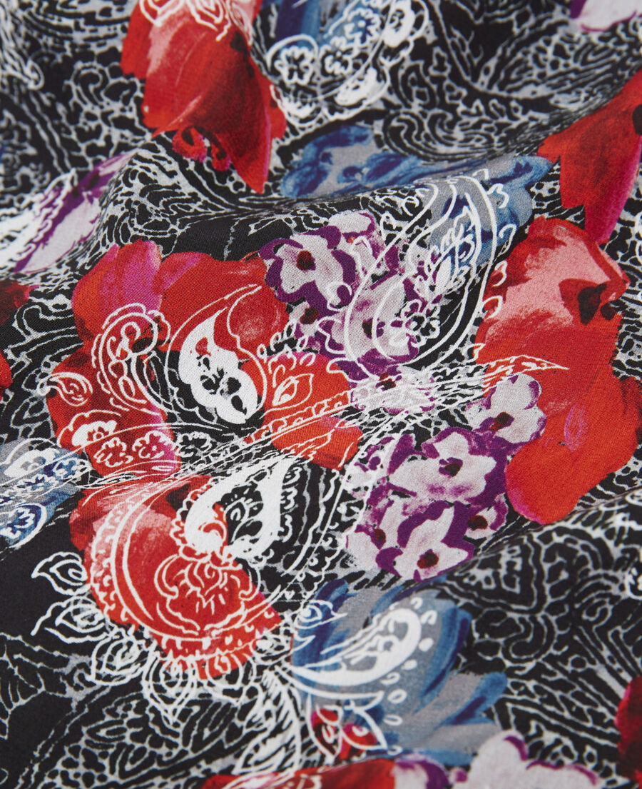 silk floral print short dress