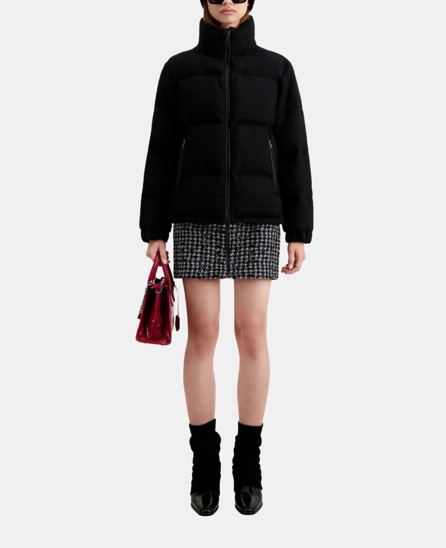 The Kooples DAMEN BLACK schwarz daunenjacke aus tweed