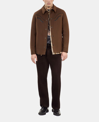 The Kooples HOMME BROWN blouson style surchemise en flanelle marron
