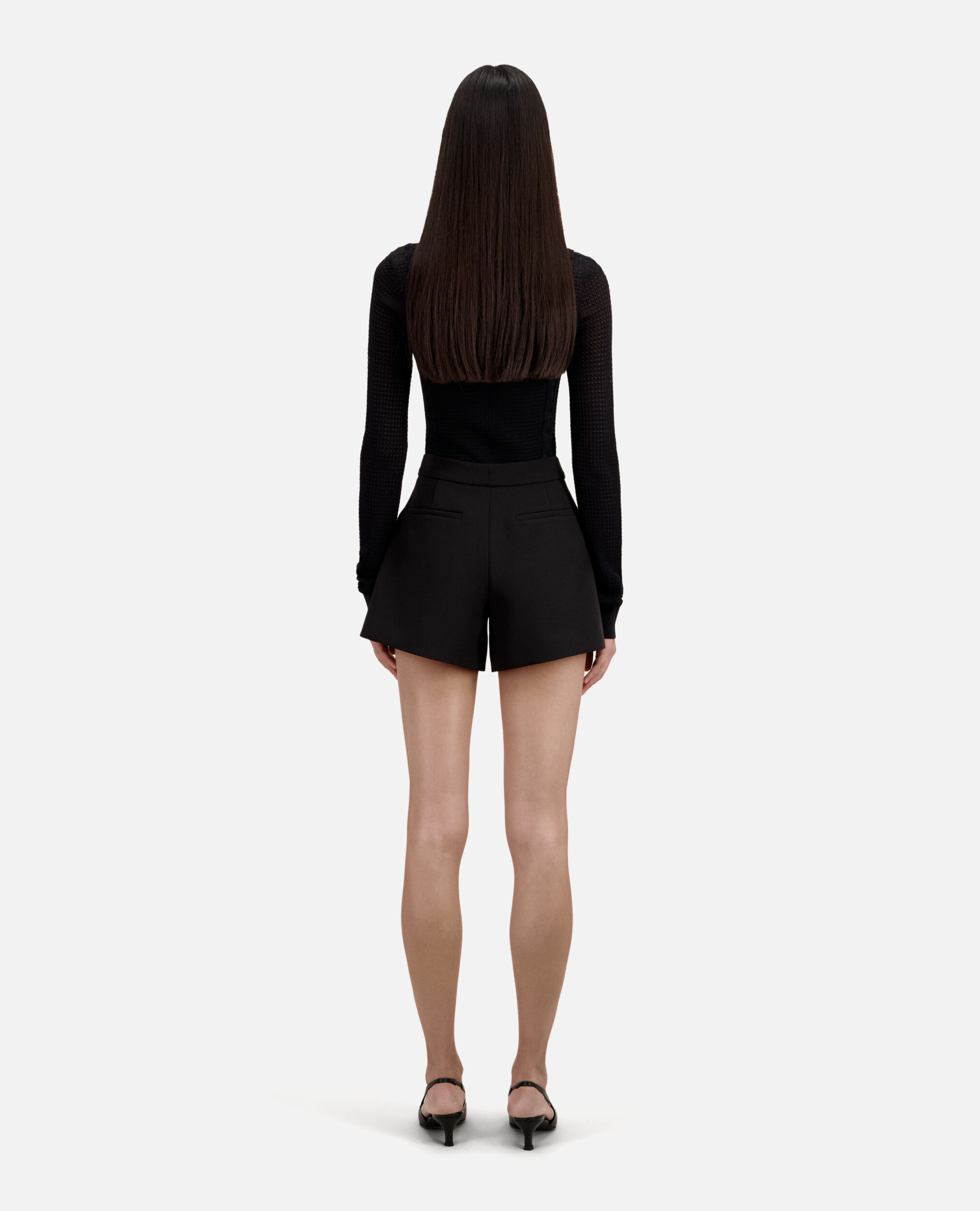 Schwarze Shorts aus Krepp, BLACK, hi-res image number null