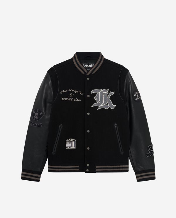 The Kooples HERREN BLACK the kooples x schott nyc – collegejacke aus schwarzem leder