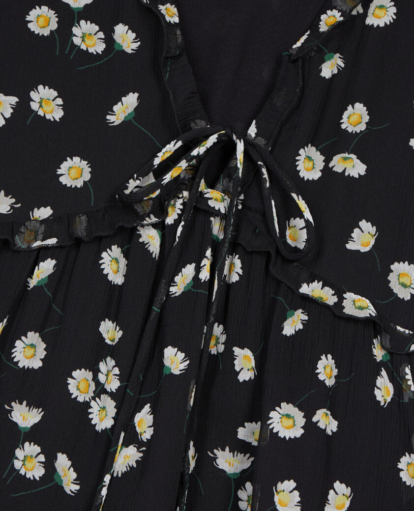 The Kooples FEMME BLACK WHITE robe courte avec imprimé fleuri en soie