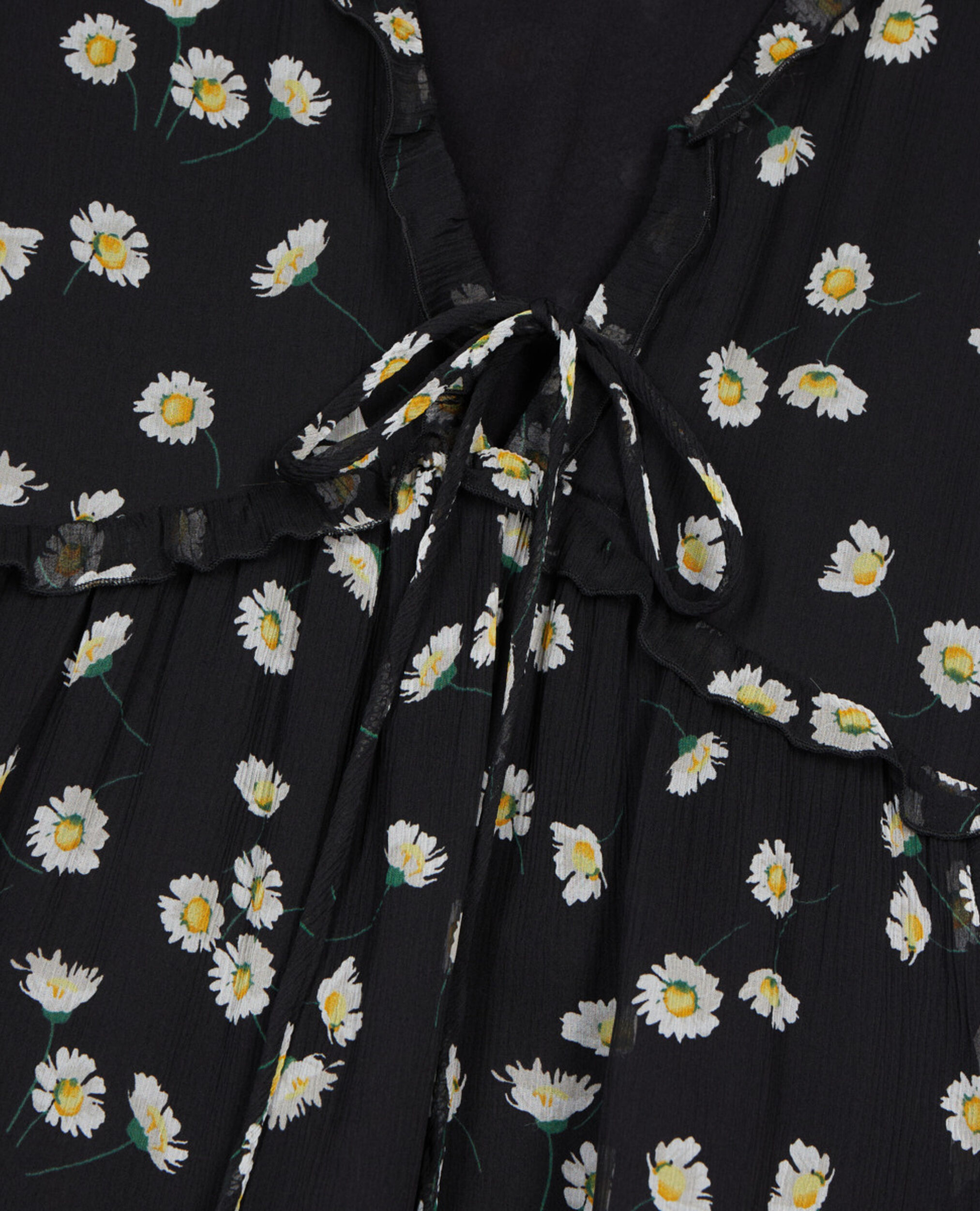 Floral printed silk short dress, BLACK WHITE, hi-res image number null