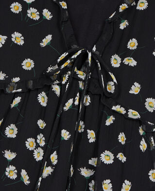 The Kooples WOMEN BLACK WHITE floral printed silk short dress