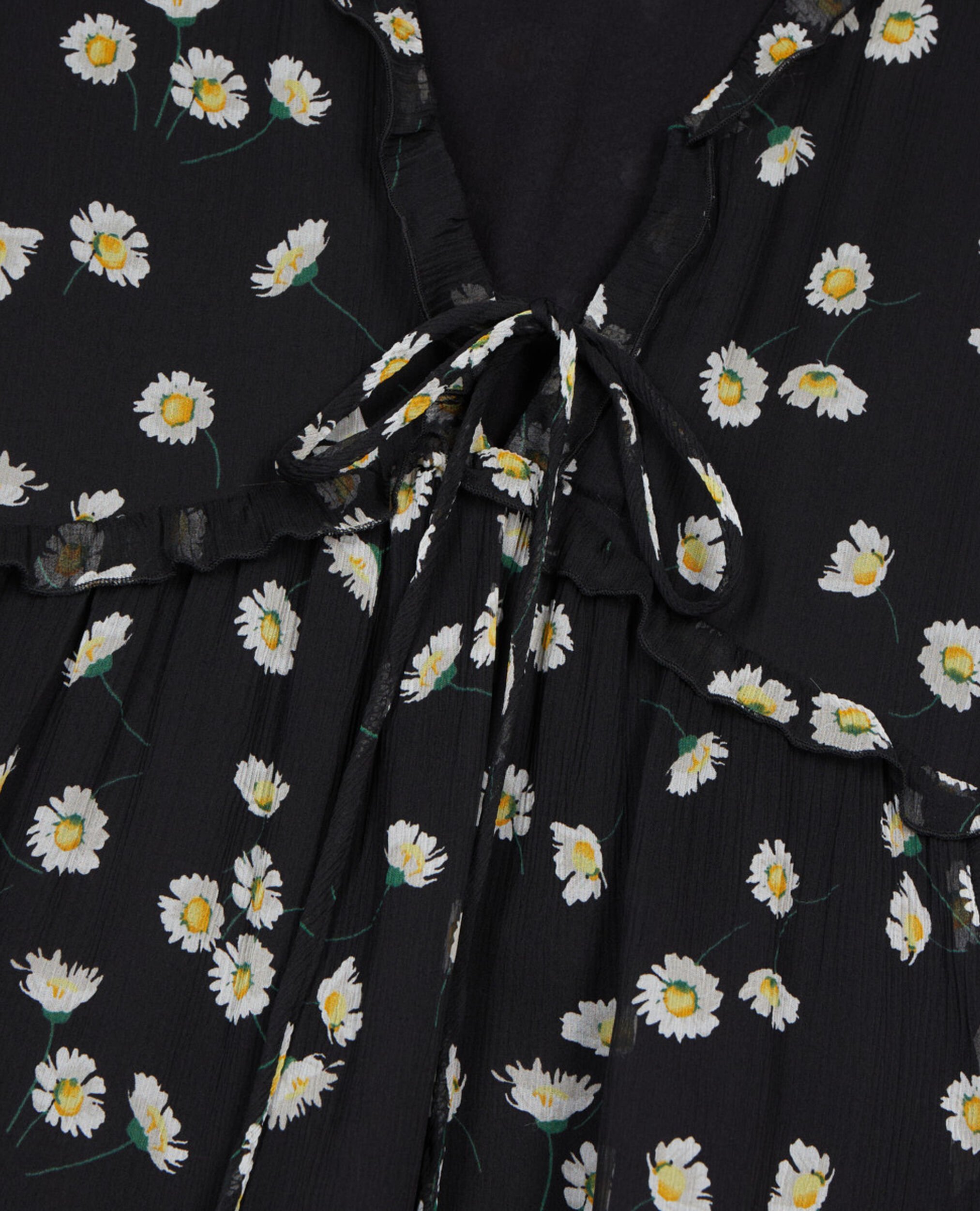 Floral printed silk short dress, BLACK WHITE, hi-res image number null