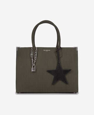 The Kooples WOMEN KAKI khaki canvas ming tote bag