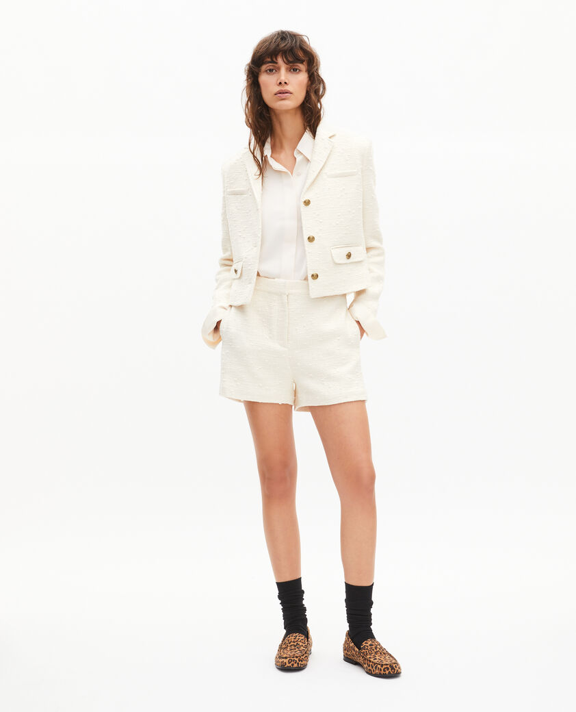 The Kooples F ECRU tailored shorts in ecru tweed