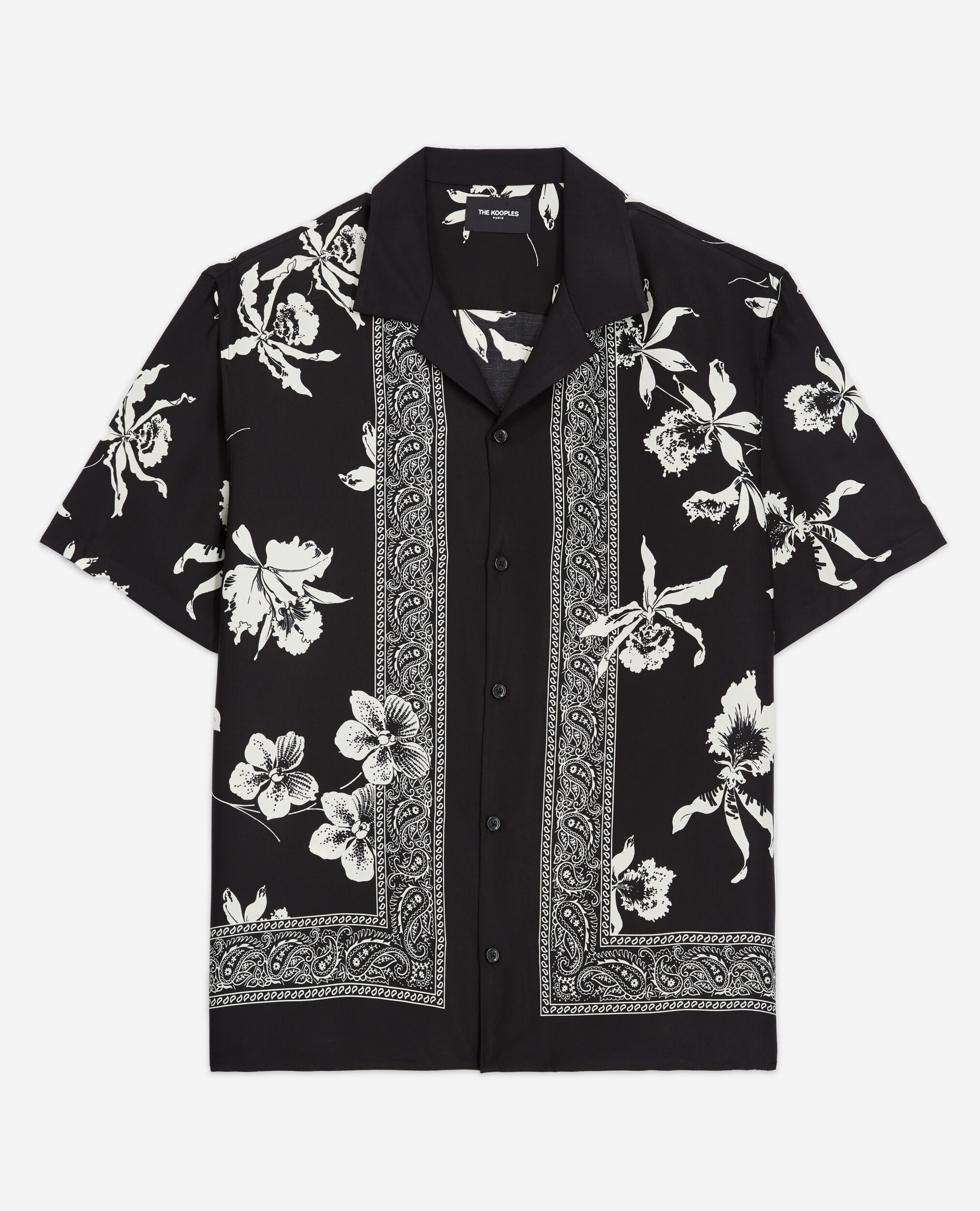 Men’s black and white printed shirt, BLACK WHITE, hi-res image number null