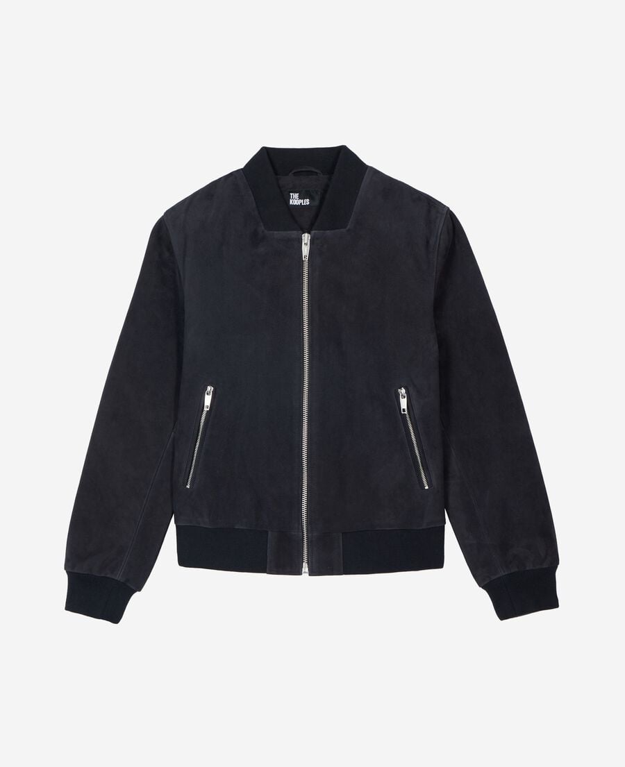 The Kooples MEN DARK NAVY blue suede bombers