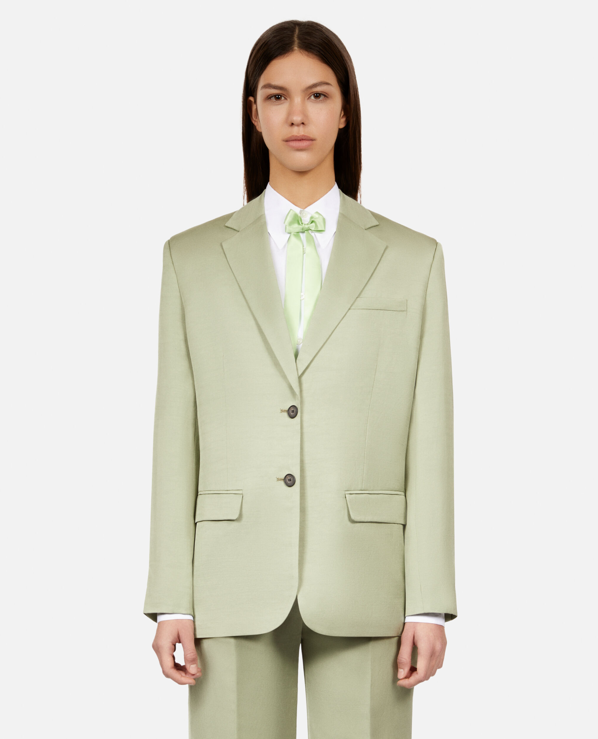 Chaqueta traje verde claro lino, KAKI GREY, hi-res image number null
