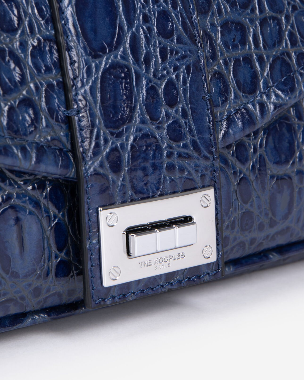 The Kooples WOMEN BLUE blue embossed leather bag