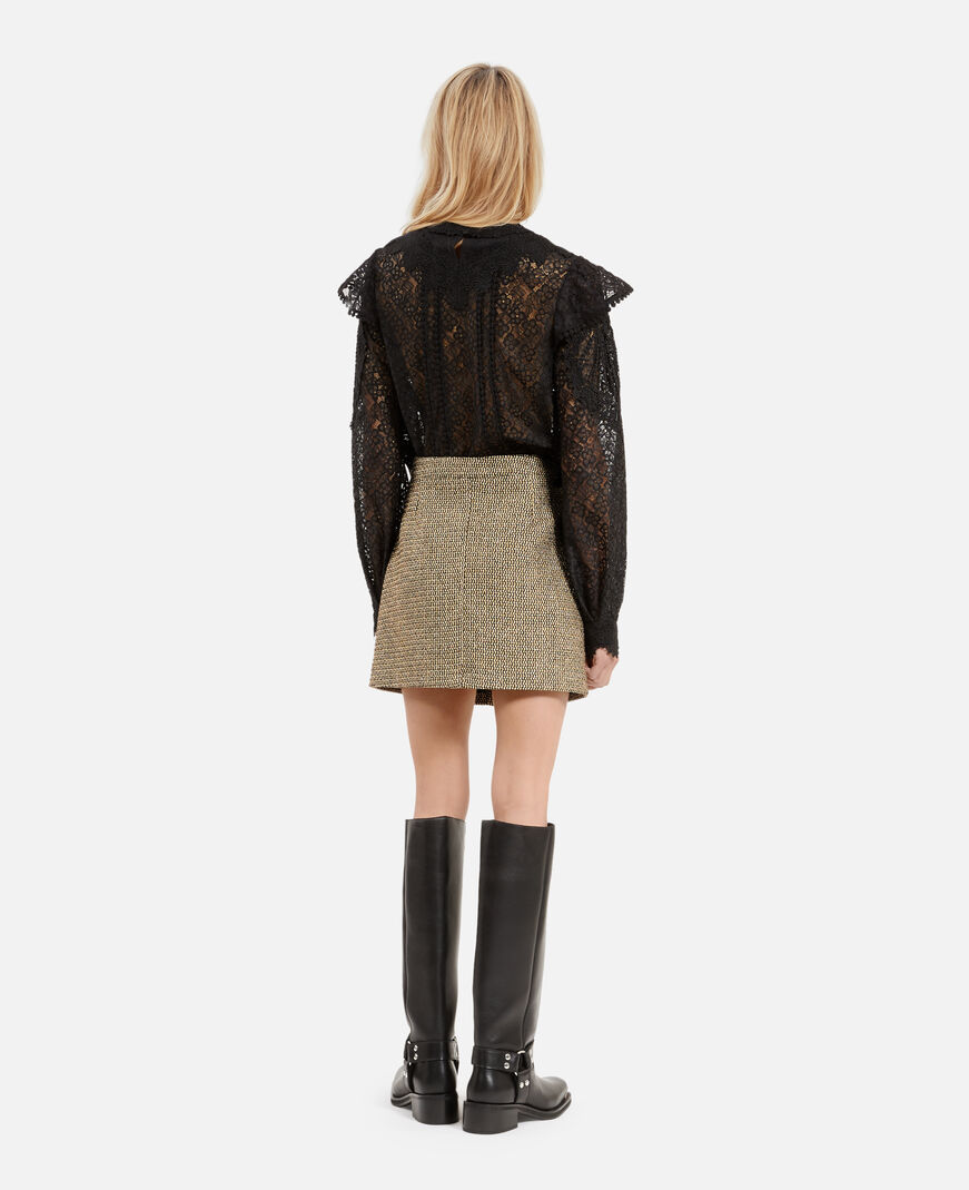 The Kooples WOMEN BLACK / GOLD short golden skirt
