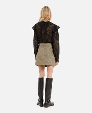 The Kooples FEMME BLACK / GOLD jupe courte dorée