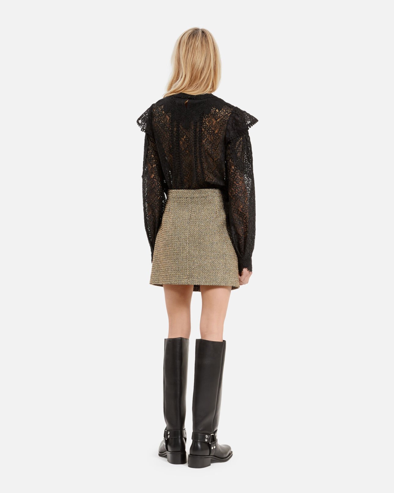 The Kooples FEMME BLACK / GOLD jupe courte dorée