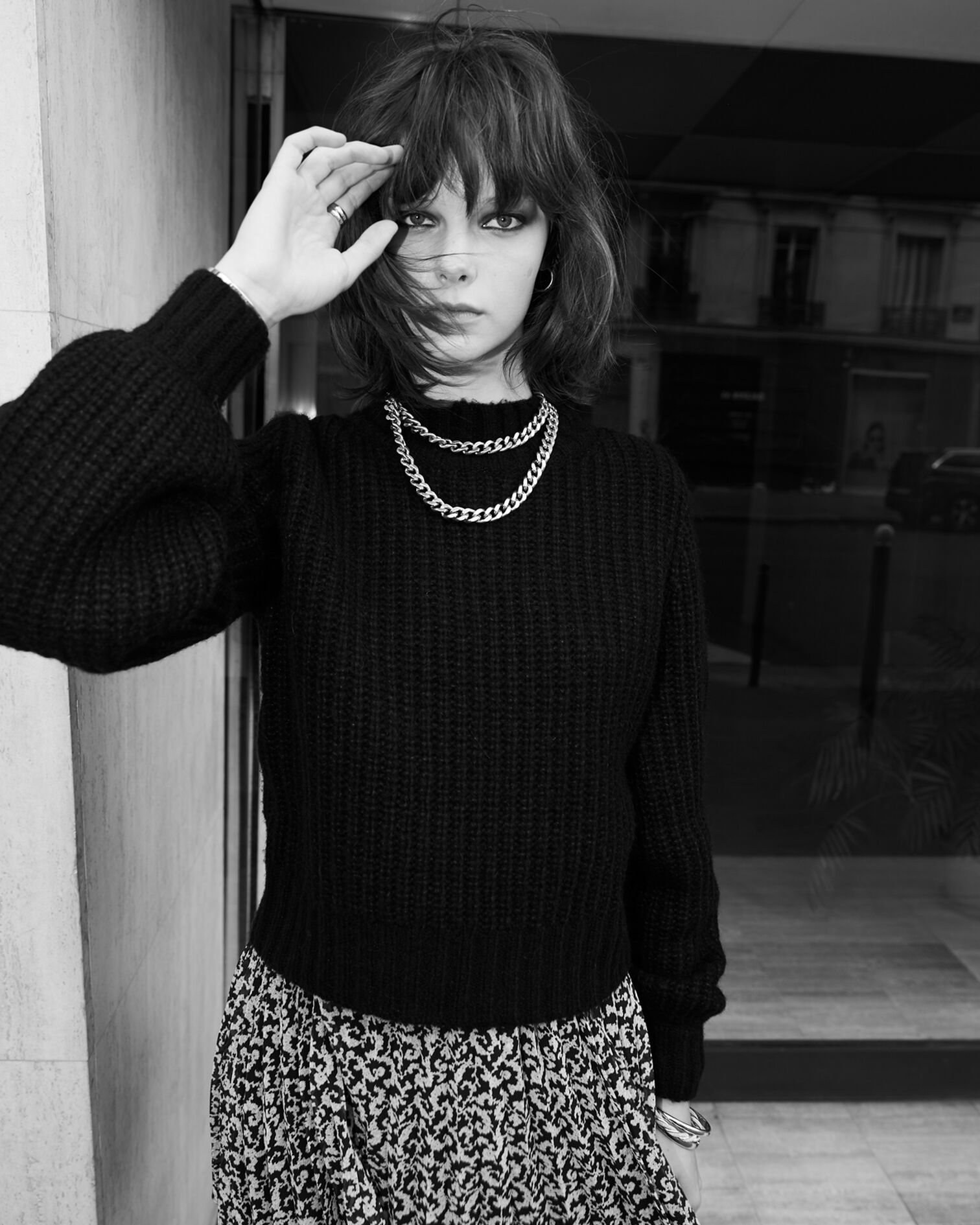 Chunky-knit wool and cashmere sweater, BLACK, hi-res image number null