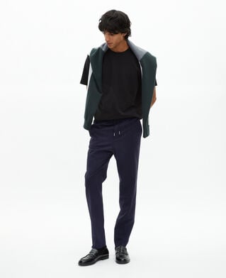 The Kooples MEN NAVY straight elasticated pants in navy wool