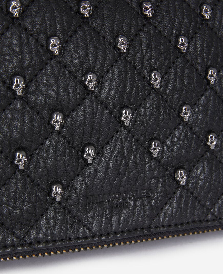 The Kooples WOMEN BLACK medium heritage pouch in black leather