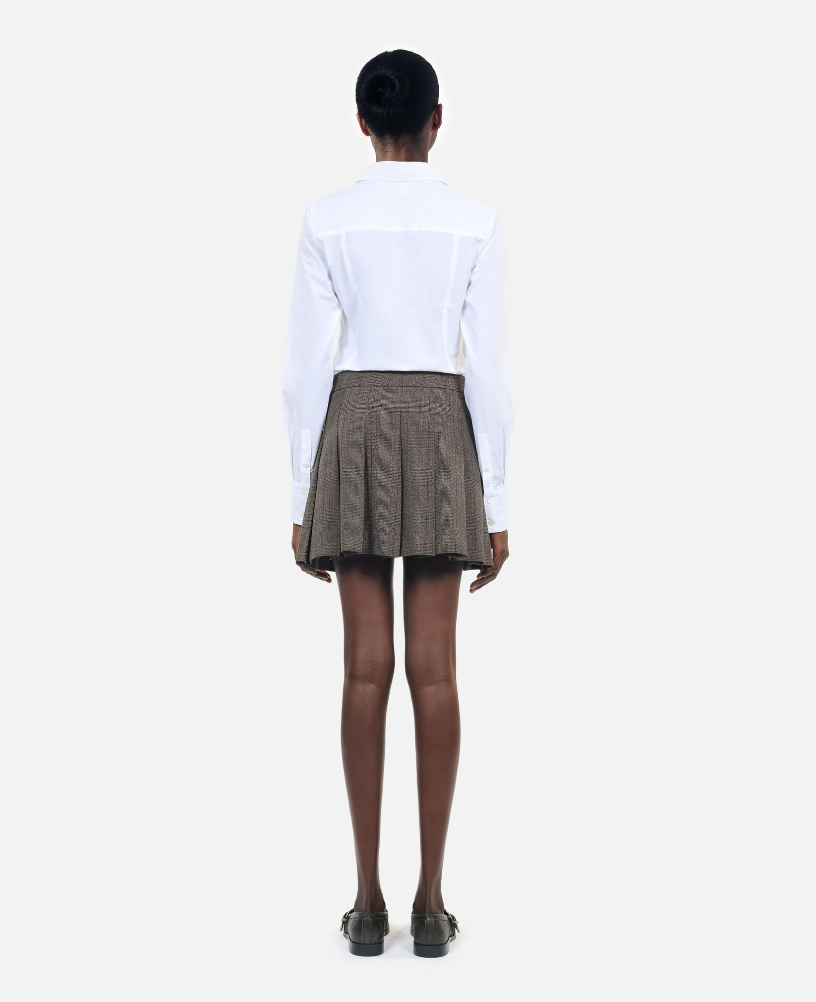 The Kooples WOMEN BROWN prince of wales short pleated wool wrap skirt