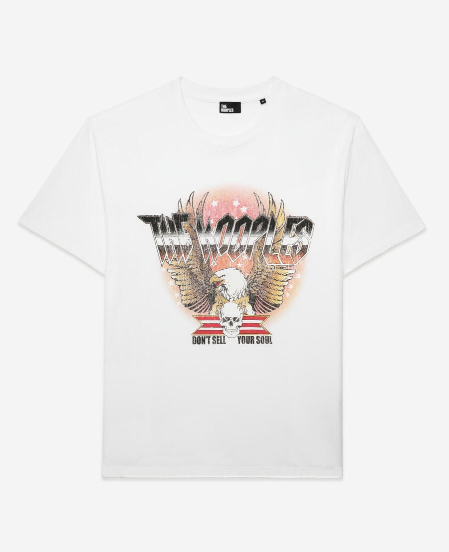 The Kooples HERREN WHITE weißes t-shirt mit rock eagle-siebdruck