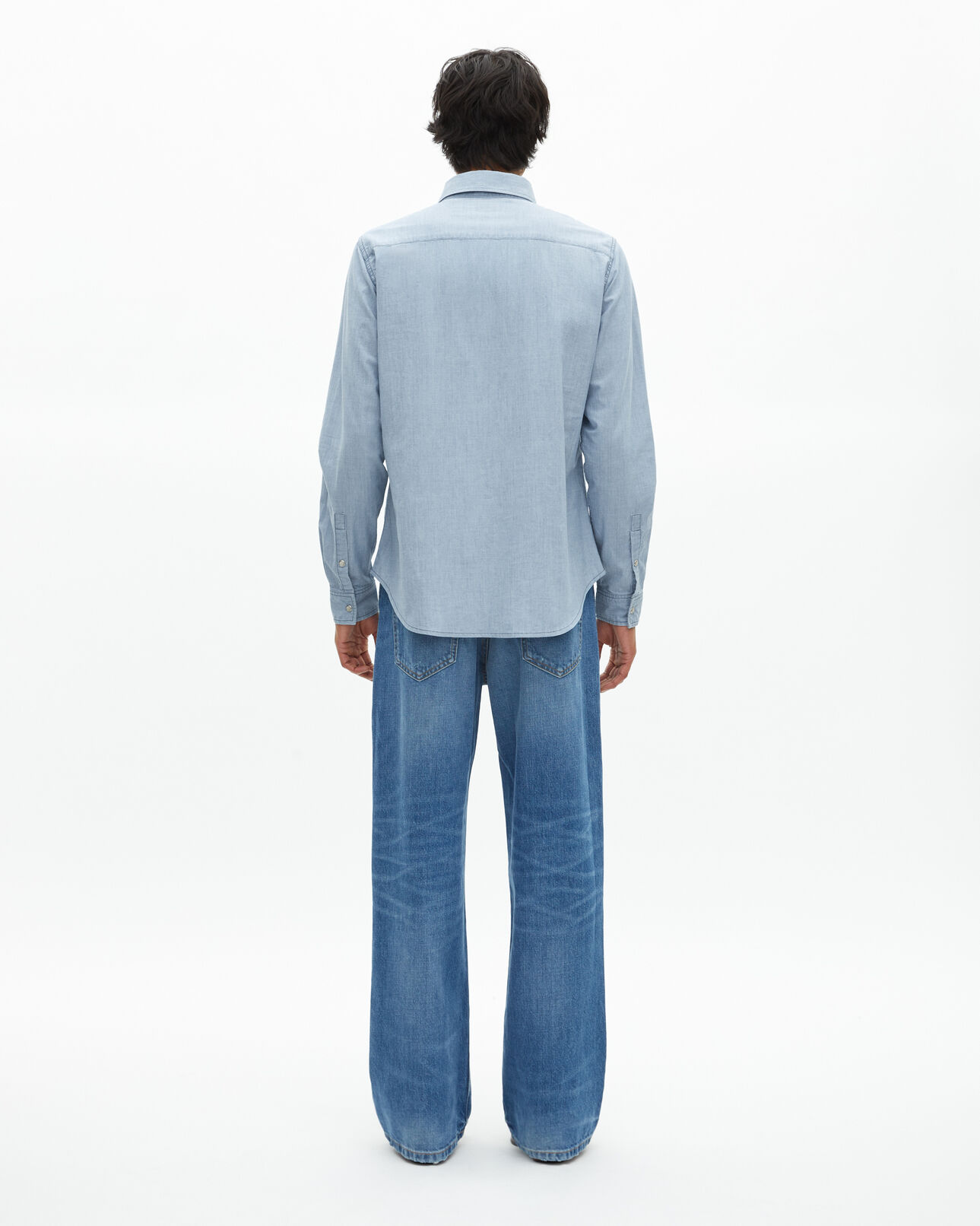 The Kooples MEN BABY BLUE light blue denim shirt