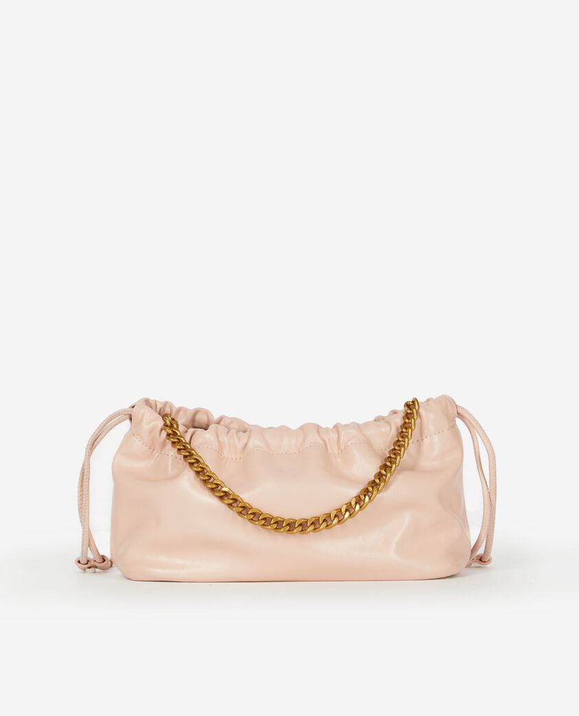The Kooples FEMME OLD ROSE sac taylor en cuir recycl&eacute; rose