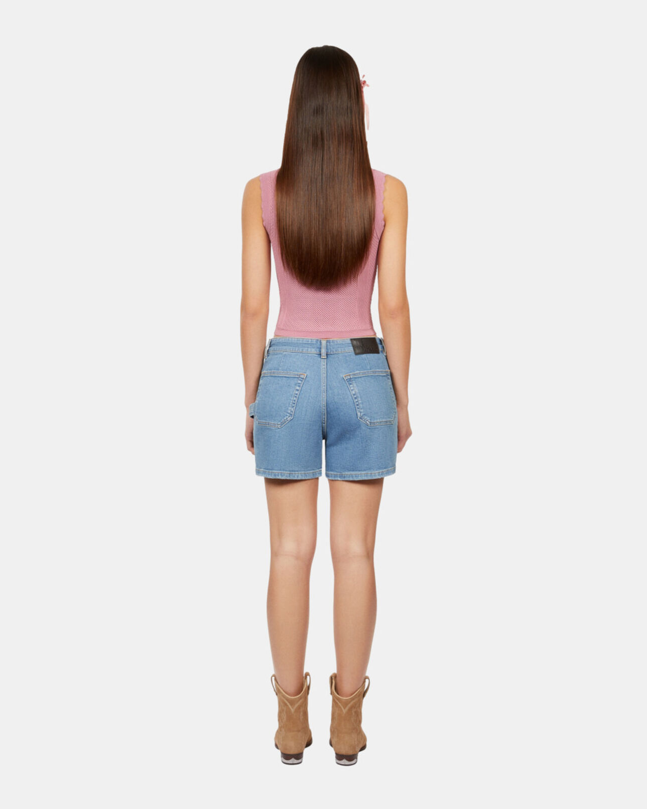 The Kooples WOMEN BLUE light blue denim shorts